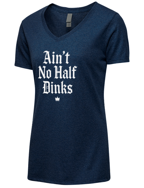 No Half Dinks Pickleball Premium Ladies V-Neck T-Shirt | Swagsta