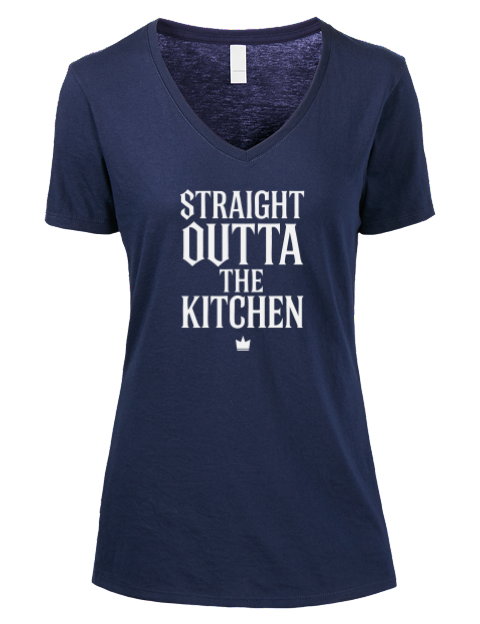 Straight Outta The Kitchen Pickleball Premium Ladies V-Neck T-Shirt | Swagsta