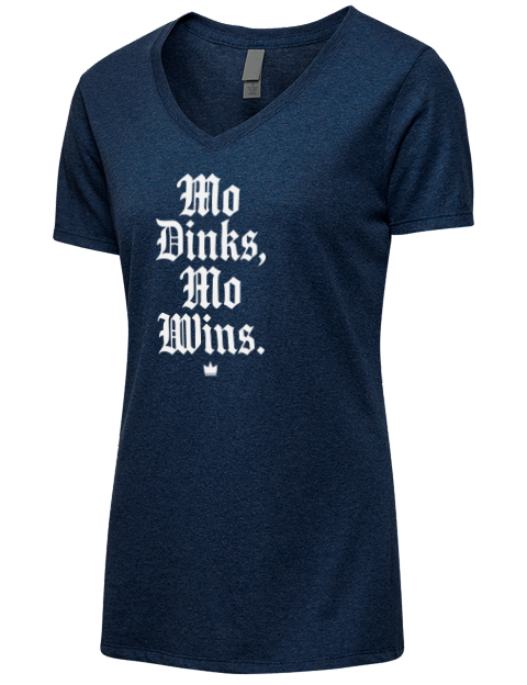 Mo Dinks Mo Wins Pickleball Premium Ladies V-Neck T-Shirt | Swagsta