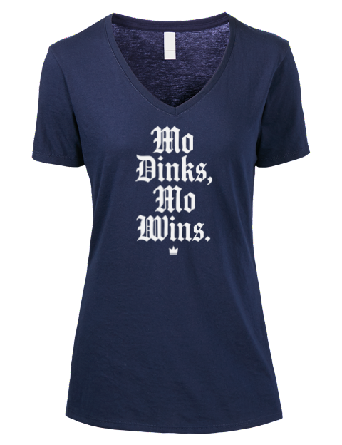 Mo Dinks Mo Wins Pickleball Premium Ladies V-Neck T-Shirt | Swagsta