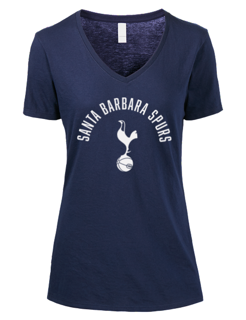 Arched Santa Barbara Spurs Premium Ladies V-Neck T-Shirt | Swagsta