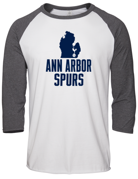 Stacked Club Logo Ann Arbor Spurs Custom Unisex Premium Three-Quarter Raglan T-Shirt | Swagsta