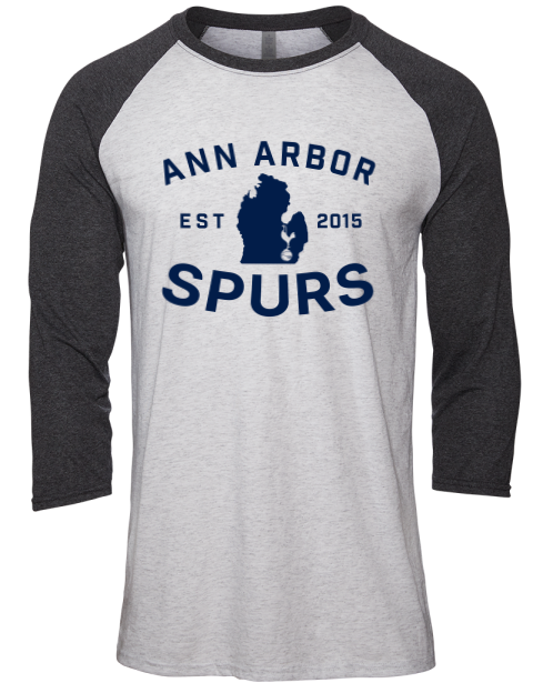 Club Logo Ann Arbor Spurs Custom Unisex Premium Three-Quarter Raglan T-Shirt | Swagsta