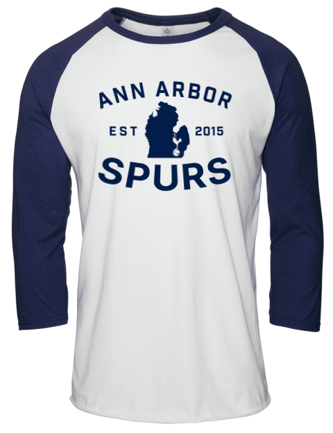 Club Logo Ann Arbor Spurs Custom Unisex Premium Three-Quarter Raglan T-Shirt | Swagsta