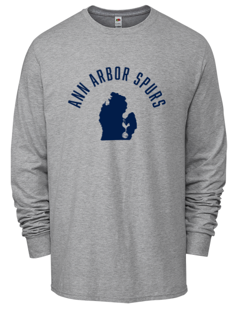 Arched Club Logo Ann Arbor Spurs Custom Men's Long-Sleeve T-Shirt | Swagsta