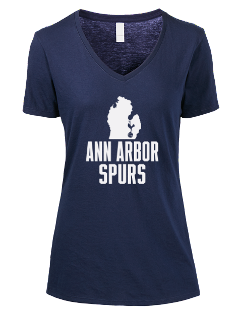 Club Logo Ann Arbor Spurs Custom Premium Ladies V-Neck T-Shirt | Swagsta