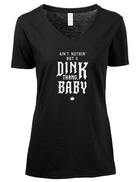 Dink Thang Baby Pickleball Premium Ladies V-Neck T-Shirt | Swagsta