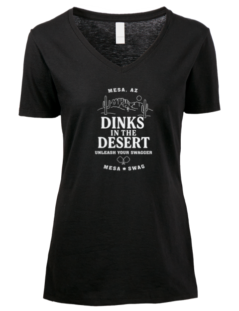 Mesa AZ Dinks Pickleball Premium Ladies V-Neck T-Shirt | Swagsta