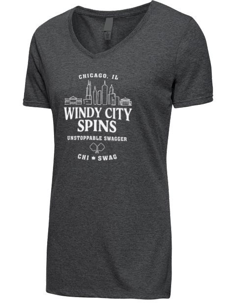 Chicago City Spins Pickleball Premium Ladies V-Neck T-Shirt | Swagsta