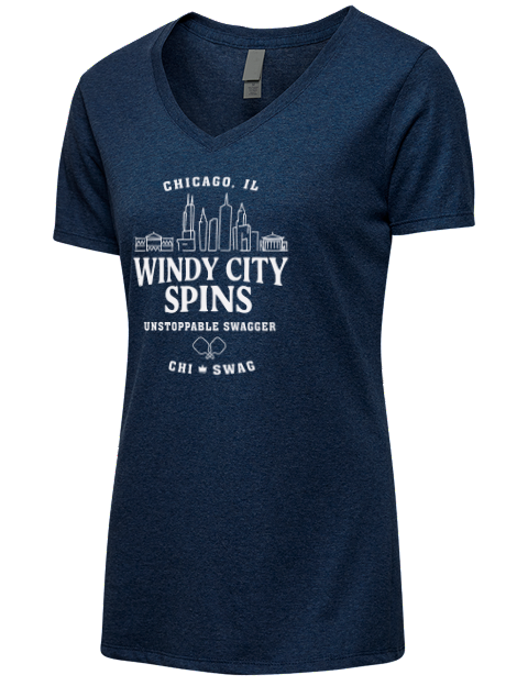 Chicago City Spins Pickleball Premium Ladies V-Neck T-Shirt | Swagsta