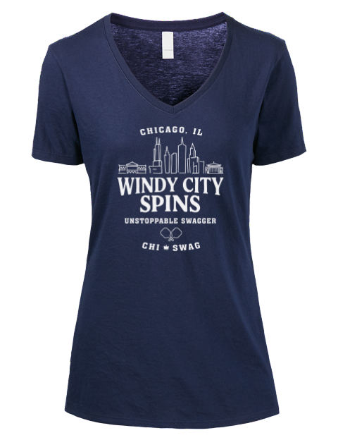Chicago City Spins Pickleball Premium Ladies V-Neck T-Shirt | Swagsta