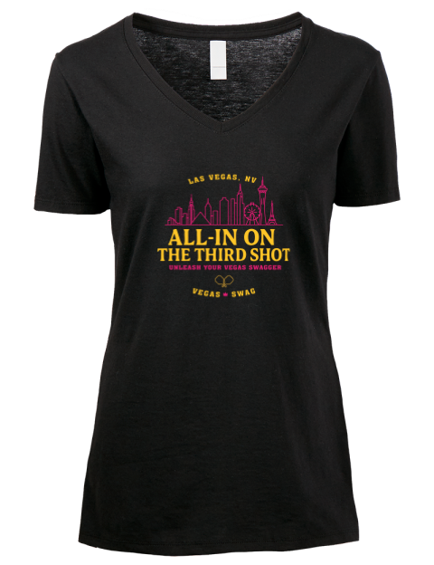 Vegas All In Pickleball Premium Ladies V-Neck T-Shirt | Swagsta
