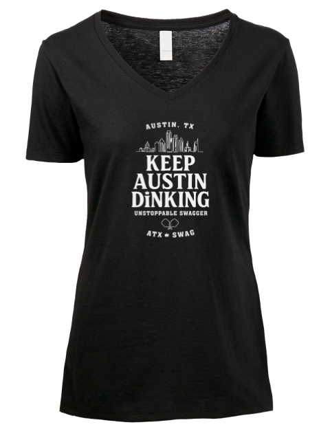Austin Dink Pickleball Premium Ladies V-Neck T-Shirt | Swagsta