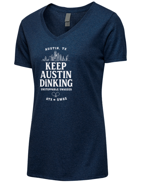 Austin Dink Pickleball Premium Ladies V-Neck T-Shirt | Swagsta