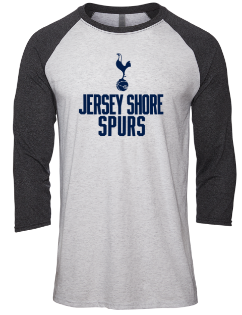 Stacked Jersey Shore Spurs Unisex Premium Three-Quarter Raglan T-Shirt | Swagsta