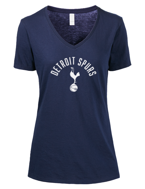 Arched Detroit Spurs Premium Ladies V-Neck T-Shirt | Swagsta