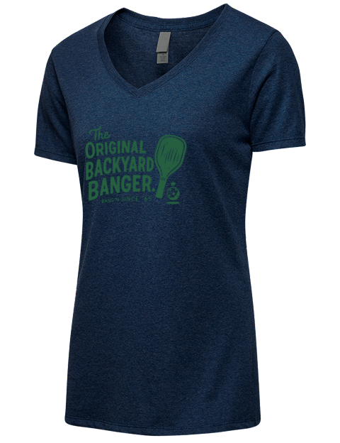 Original Backyard Banger Pickleball Premium Ladies V-Neck T-Shirt | Swagsta